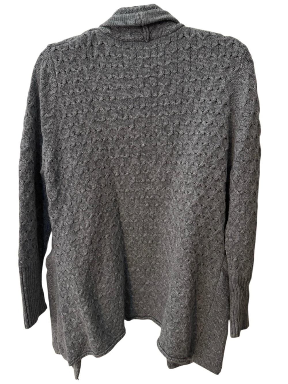 Brixton Ivy Gray Angora Blend Open Front Cardigan Sweater Large Textured Knit - Picture 5 of 9